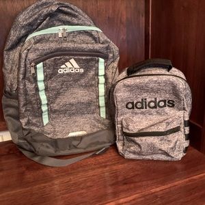 Adidas Excel V backpack with internal laptop pocket and Adidas lunchbox